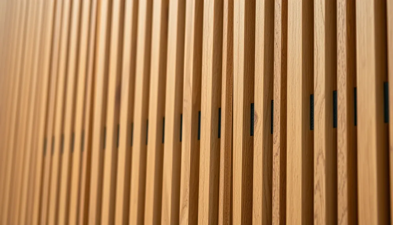 Detail dubových lamiel s čiernym filcom