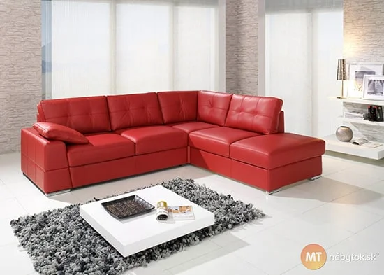 Červená kožená sedacia súprava