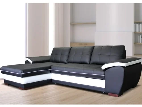 Čierna kožená rohová sedačka