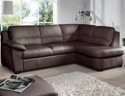Kožená rohová sedačka - hnedá
