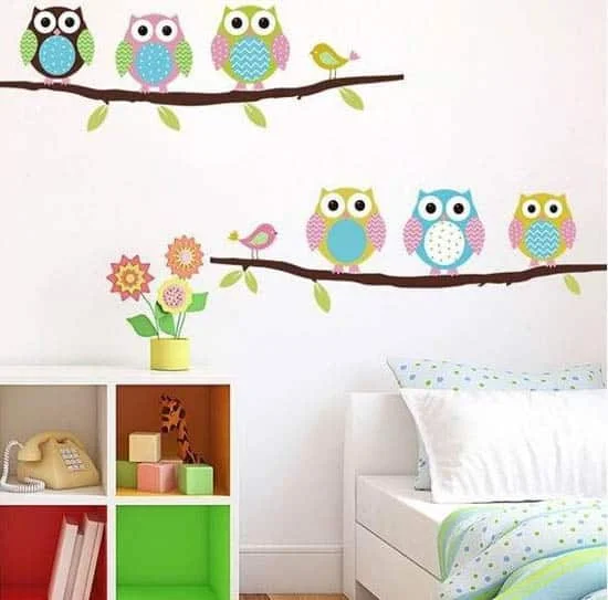 Samolepka na stenu - sovy